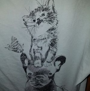 BUFFALO KITTEN PUP FRENCH BULLDOG TEE LG